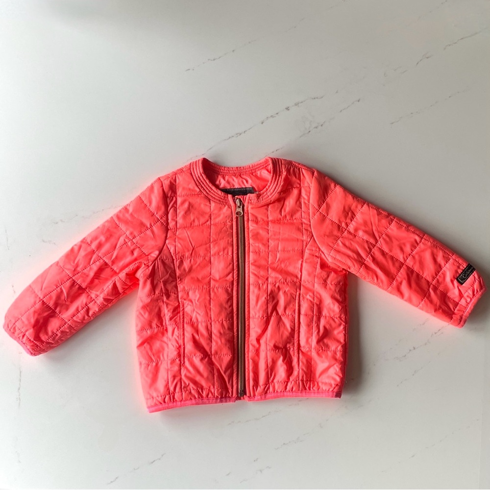 French Designer Catimini Quilted Jacket - Vibrant Coral